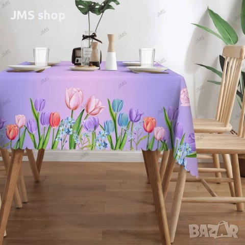Декоративна покривка за маса с лилаво цвете с Великденска тематика, 3размера, снимка 5 - Покривки за маси - 43877850