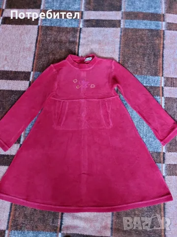 Детска кадифена рокля с дълъг ръкав 128-134, снимка 1