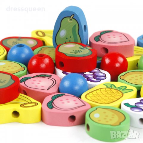 3561 Дървени фигурки за нанизване-плодове и зеленчуци, снимка 3 - Образователни игри - 37817396
