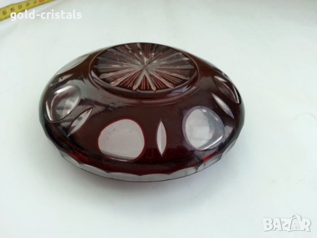 Пепелник цветен червен кристал , снимка 5 - Антикварни и старинни предмети - 33126513