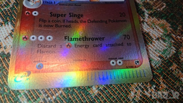Pokemon Flareon 5/100 , снимка 3 - Колекции - 43912513