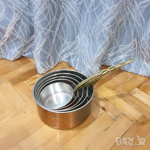 Комплект медни тигани с бронзови дръжки, снимка 12 - Антикварни и старинни предмети - 49329585