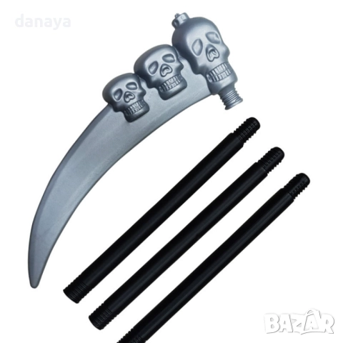 6061 Halloween жезъл коса с черепи, 1 метър, снимка 3 - Други - 51596556