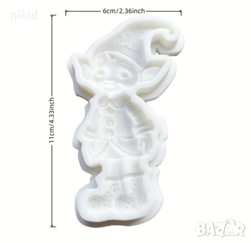 Елф джудже дете Коледен силиконов молд форма фондан шоколад гипс декор, снимка 2 - Форми - 52894613