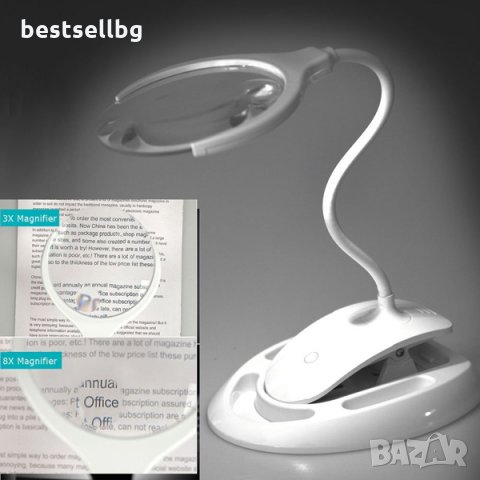 Настолна увеличителна лупа стойка LED осветление за четене шиене на гоблени бродиране козметик бюро, снимка 1 - Други инструменти - 24213607