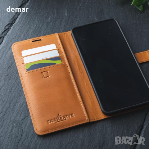 Snakehive за Samsung Galaxy S25 Edge - Калъф за телефон с портфейл от естествена кожа, снимка 5 - Калъфи, кейсове - 50767076