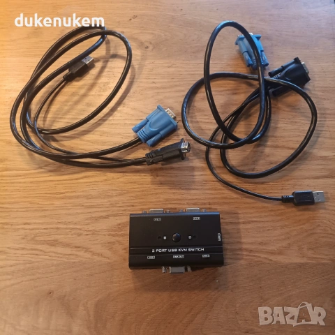 USB VGA KVM суич за управление на 2 компютъра с един монитор, клавиатура и мишка, снимка 7 - Клавиатури и мишки - 53016212