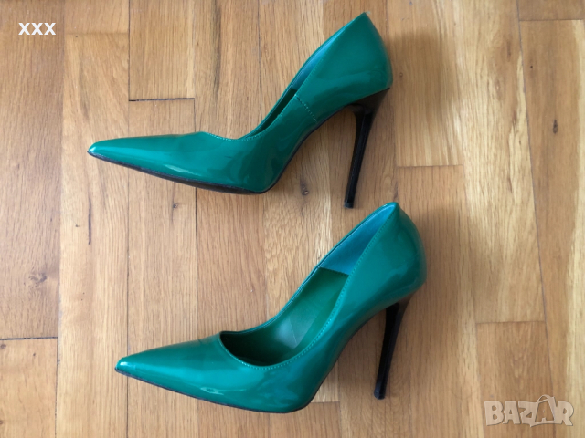Зелени лачени обувки, снимка 3 - Дамски обувки на ток - 51869077