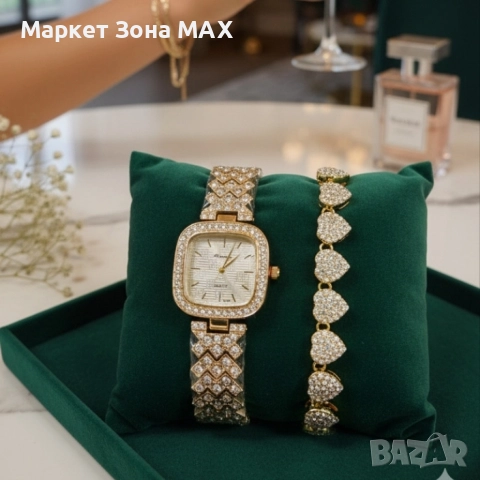 Елегантен дамски часовник с гривна – решение за подарък и ежедневен блясък, снимка 4 - Дамски - 52933422