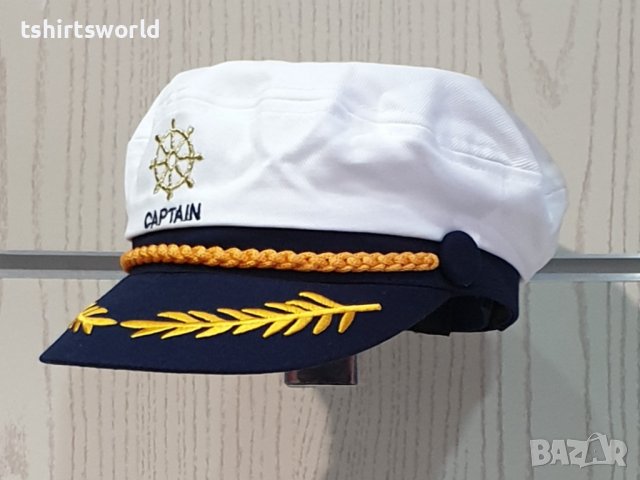Нова бяла капитанска шапка CAPTAIN с Рул, Унисекс, снимка 5 - Шапки - 37728673