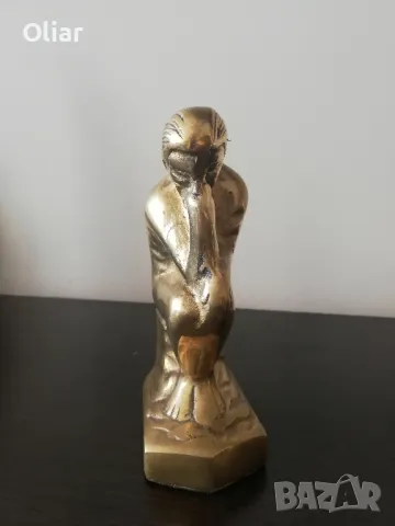 Много красива, винтидж статуетка на "Мислителя". Месинг. , снимка 3 - Статуетки - 49421881