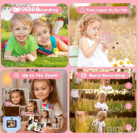 Детски Фотоапарат камера с незабавен печат и функции „Направи си сам“, снимка 6 - Други - 52447412