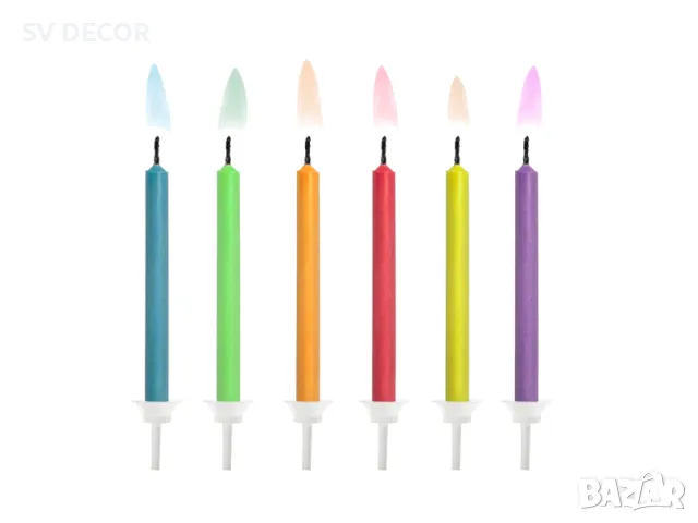Свещи за рожден ден, многоцветни (6бр./оп)