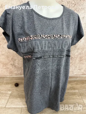 Дамска тениска с принт - сив/черен цвят, снимка 3 - Тениски - 48058765