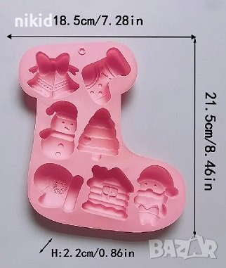 едри Коледни ръкавица елха къща камбани Дядо Снежен силиконов молд форма гипс сапун свещ шоколад , снимка 3 - Форми - 43022564