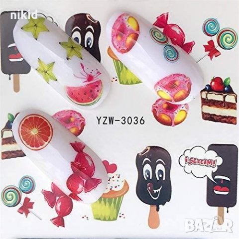 YZW-3036 ескимо поничка торта десерти слайдер ваденки водни стикери за нокти маникюр