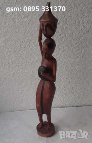 висока 35 см дървена фигура, жена, дърворезба, дърво, пластика, снимка 2 - Статуетки - 39516745