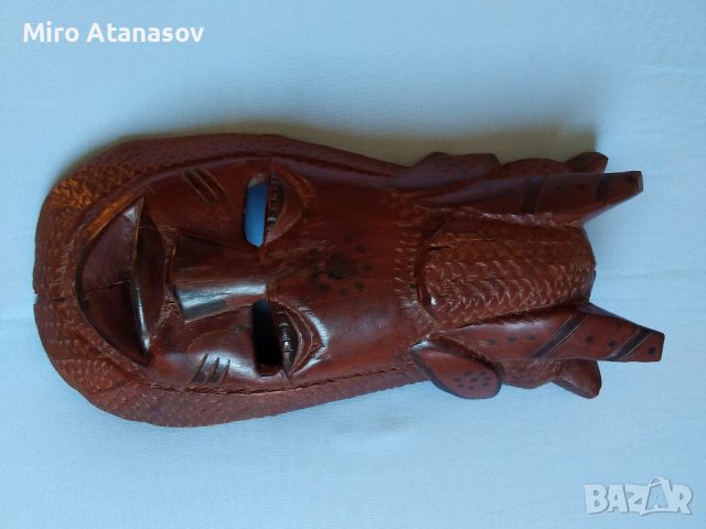 Стара африканска махагонова маска, снимка 2 - Антикварни и старинни предмети - 43946341