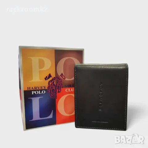 Мъжки портфейл от естествена кожа в черен цвят марка Polo Club