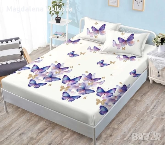 Чаршаф с ластик и 2 калъфки , снимка 9 - Спално бельо - 52800216