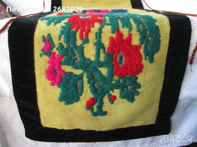 красива стара престилка от носия с бродерия, жълта, с цветя и други престилки, снимка 2 - Антикварни и старинни предмети - 28940675