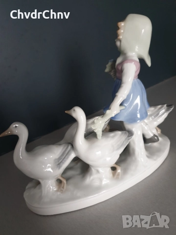 GDR статуетки 19-22см/ГДР Графентал стара немска порцеланова фигура-композиция/момиче с гъски-патки, снимка 7 - Статуетки - 52495990