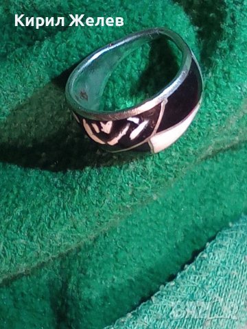 СТАРИНЕН СРЕБЪРЕН ЕМАЙЛИРАН ПРЪСТЕН АНГЛИЯ РЪЧНА ИЗРАБОТКА 25214, снимка 2 - Антикварни и старинни предмети - 34628482