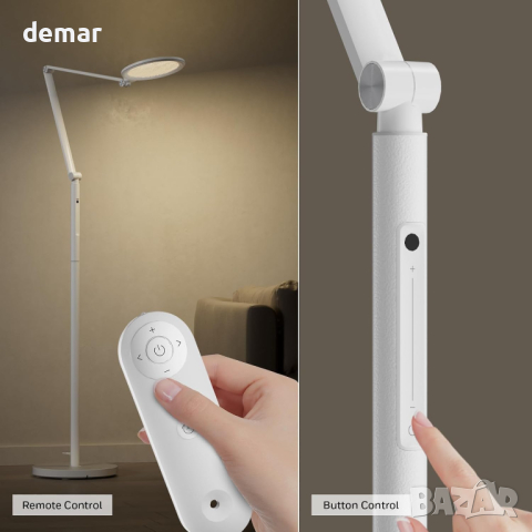 HONEYWELL Подова LED лампа с димер и дистанционно управление, бяла, снимка 4 - Лед осветление - 44864160