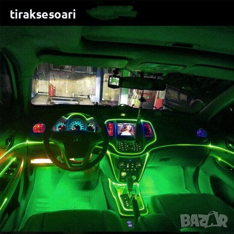 LED Зелена Диодна интериорна лента за табло 2 мт амбиентно осветление, снимка 2 - Аксесоари и консумативи - 43708253