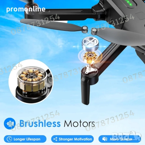 Безчетков дрон квадрокоптер двойна HD камера 8К 360 градуса 5G, снимка 3 - Други - 52239077