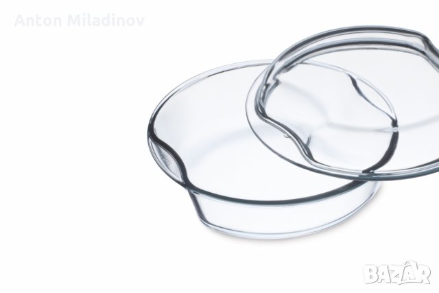  Кръгла тавичка с вместимост 2.5 лт. и стъклен капак 1.5лт.  SIMAX , снимка 2 - Съдове за готвене - 33650915