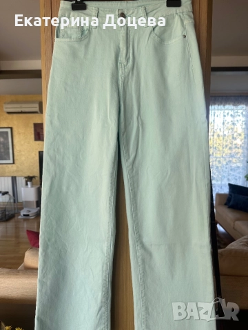 Светлосини дънки с широк крачол, снимка 3 - Дънки - 51767276