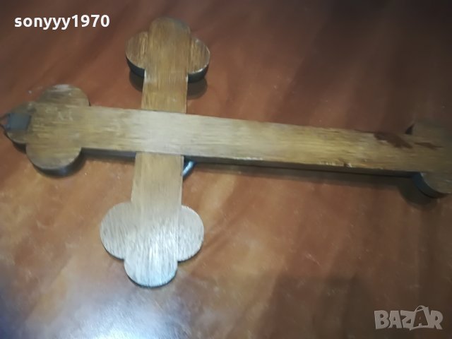 ДЪРВЕН КРЪСТ С РАЗПЯТИЕ-ГОЛЯМ 46Х27СМ, снимка 11 - Колекции - 28321442