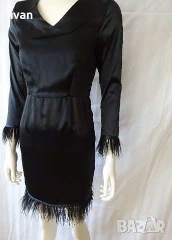 дамска рокля от естествена коприна с пера, снимка 3 - Рокли - 43670011