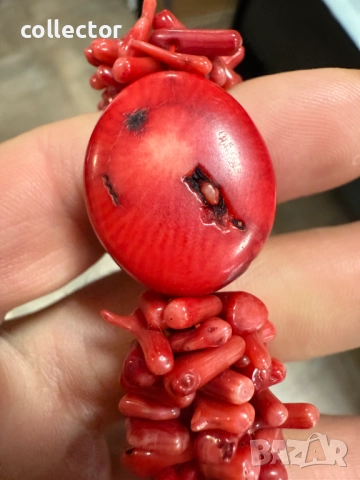 Гривна от естествен червен корал. №7469, снимка 8 - Гривни - 51998544