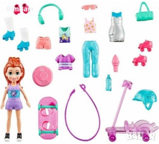 Кукла Polly Pocket с аксесоари - Skate Party Pack / Mattel, снимка 2 - Кукли - 37724313