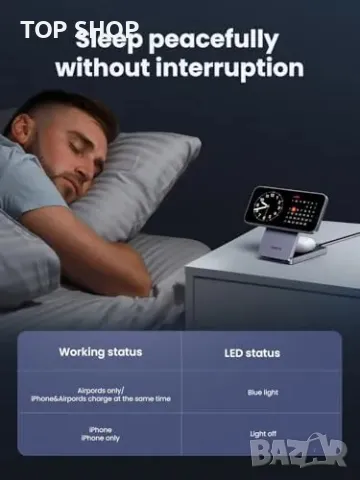 Ново UGREEN 15W безжично зарядно Qi стойка станция за iPhone и AirPods, снимка 4 - Аксесоари за Apple - 49249311