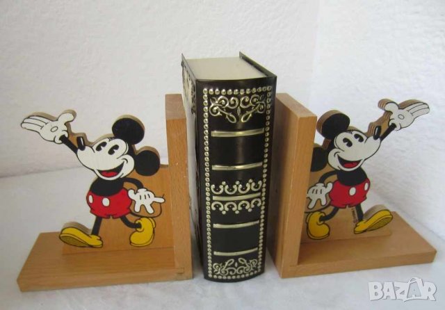 2 бр Мики Маус дървени стопери за книги, снимка 1