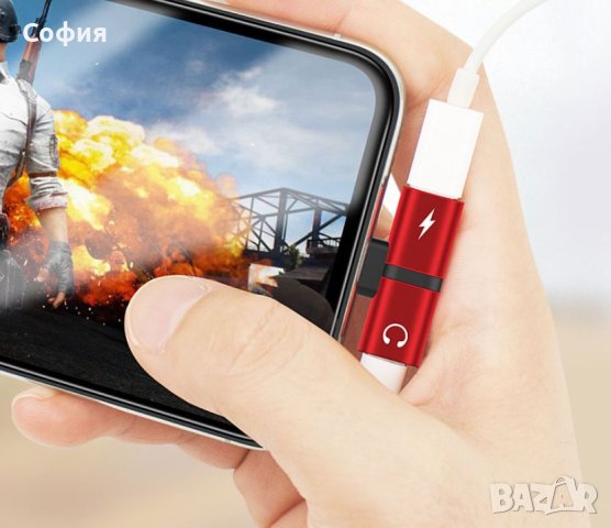 Адаптер преходник 8 пин с два изхода за слушалки и зареждане на различни модели iPhone, снимка 5 - Аксесоари за Apple - 40412572