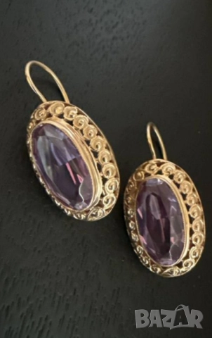 Руски златни обеци с александрит, снимка 7 - Обеци - 52549966