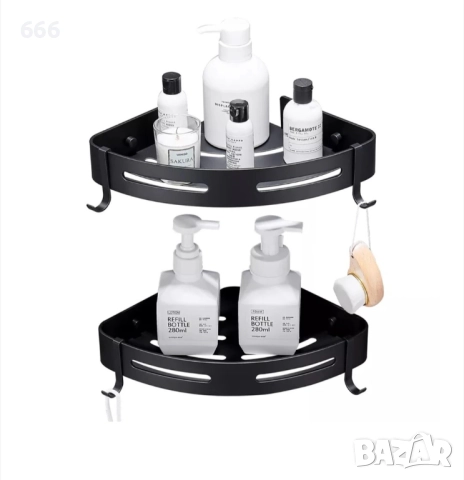 Комплект от 2 ъглови рафта за баня, метал, 22,5 x 4,5 x 30,6 см, снимка 10 - Други стоки за дома - 52618144