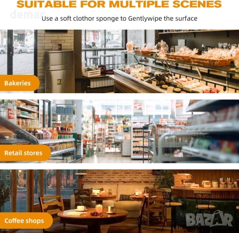 Витрина за пекарни Cityjoy с 3 нива и дръжка, 49,5 Д x 26 Ш x 38 В сантиметра, снимка 9 - Други стоки за дома - 51918887