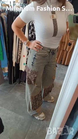 Дамски дънки със змийски принт на джобовете, снимка 2 - Дънки - 48810553