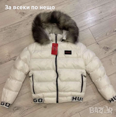 Ликвидация❗️🔥Hugo Bos Дамско Бяло Зимно Яке С Естествен Пух От Лисица Код LFS703, снимка 1