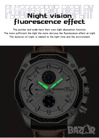 Мъжки елегантен, спортен кварцов часовник SAMDA Classic с бял инфо•циферблат !, снимка 12 - Мъжки - 49547188