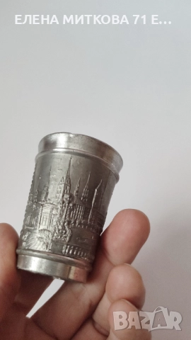 Комплект от 6 малки чашки/шотове от релефен калай масивни, снимка 5 - Други ценни предмети - 52697404