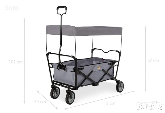 Сгъваема ръчна количка за къмпинг, плаж, риболов Pinolino Paco  сива, снимка 2 - Други спортове - 51892843