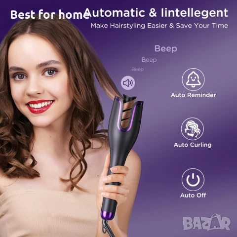  Керамична маша за коса Ushine, автоматично въртяща се на 360°, снимка 3 - Маши за коса - 51217673