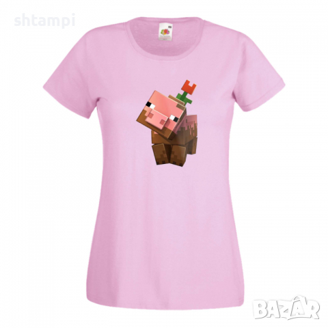 Дамска тениска Flower Pig майнкрафт Minecraft,Игра,Забавление,подарък,Изненада,Рожден Ден., снимка 13 - Тениски - 36520728