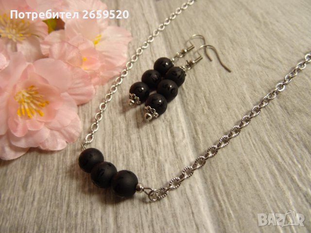 Дамско колие от естествен камък и стомана, снимка 3 - Колиета, медальони, синджири - 39618393